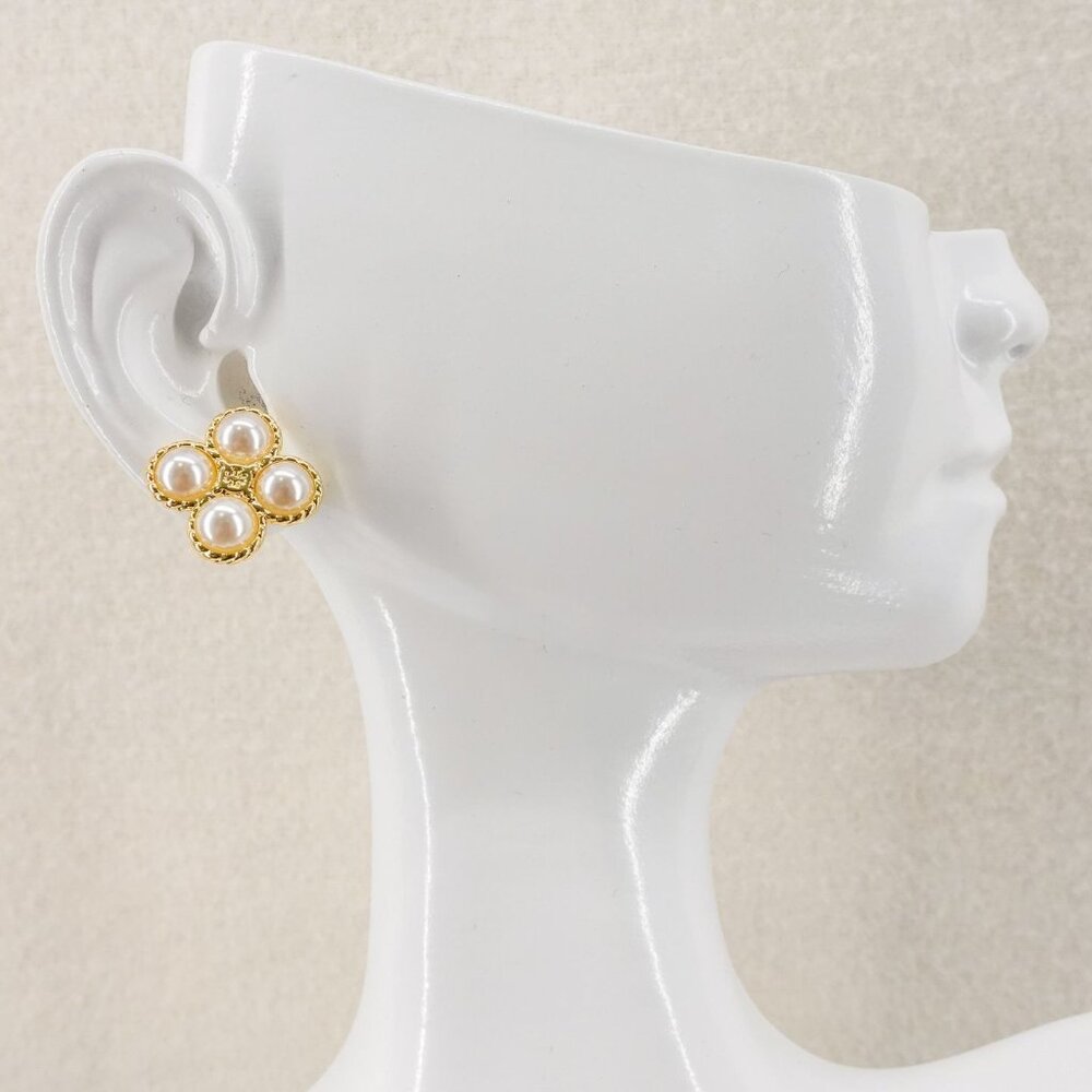 Tory Burch Rope Clover Stud Earrings Gold OS - Picture 6 of 6